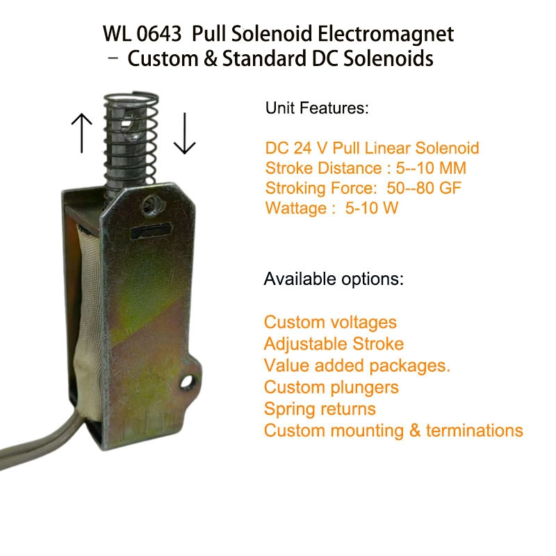 WL 0643 Dragmagnetelektromagnet – Anpassade och standard DC-solenoider