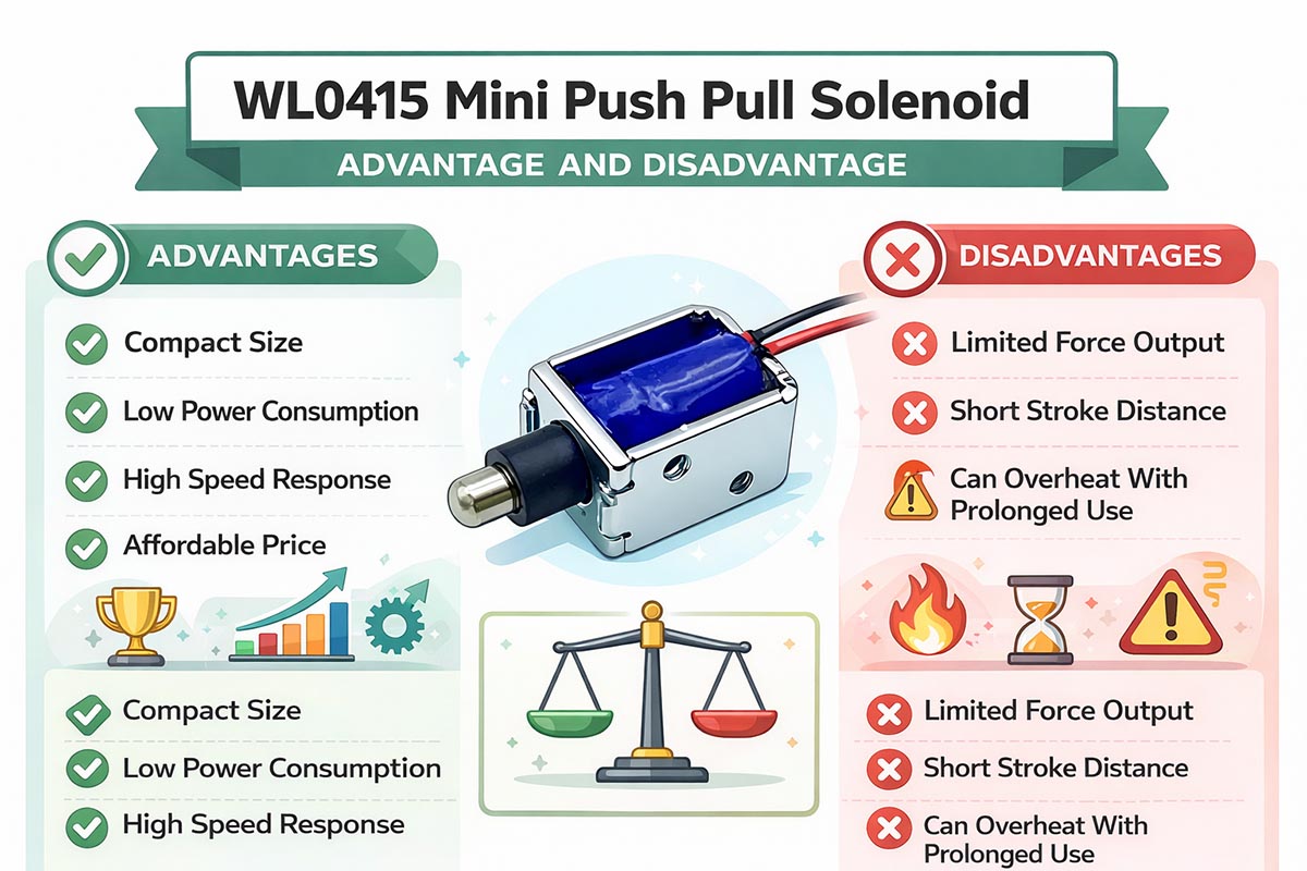 WL0415 Mini Push Pull Solenoid Fordele og ulemper