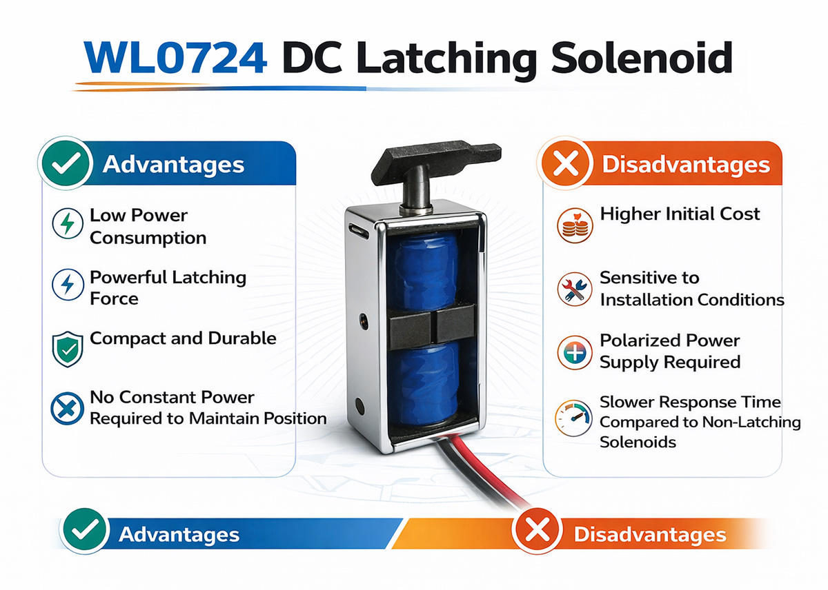 Solenoide de travamento CC WL0724: Vantagens e desvantagens