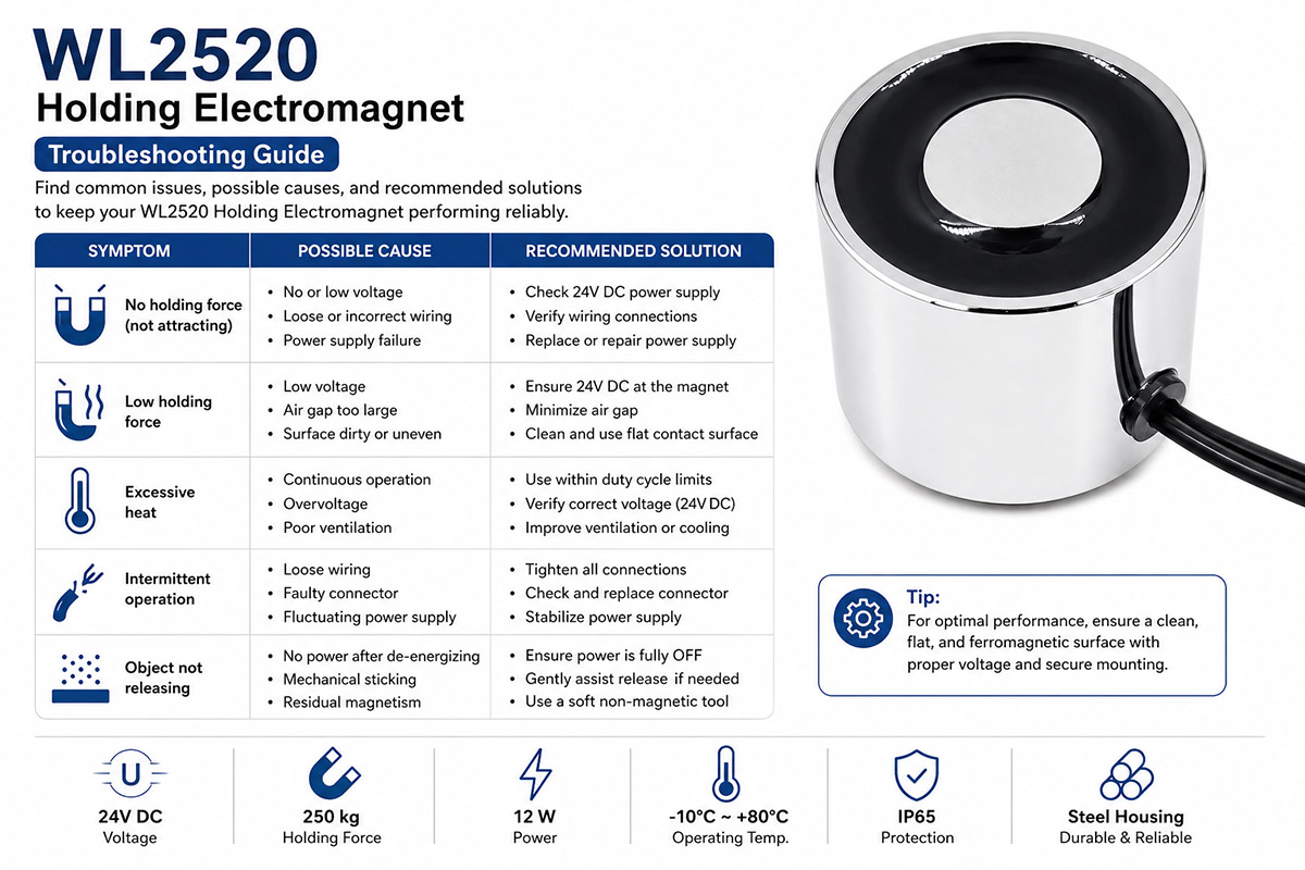 Holding Electromagnet Troubleshooting guide