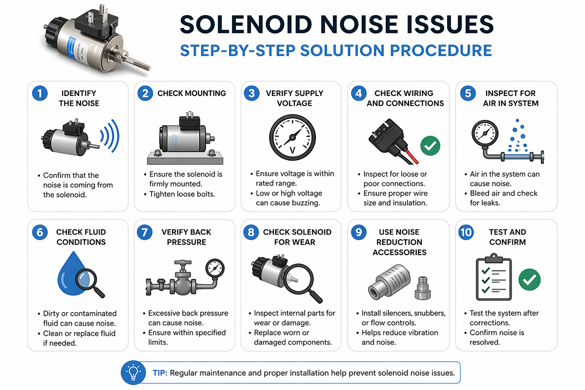 Procedimento para Solução de Ruído de Solenoides Industriais