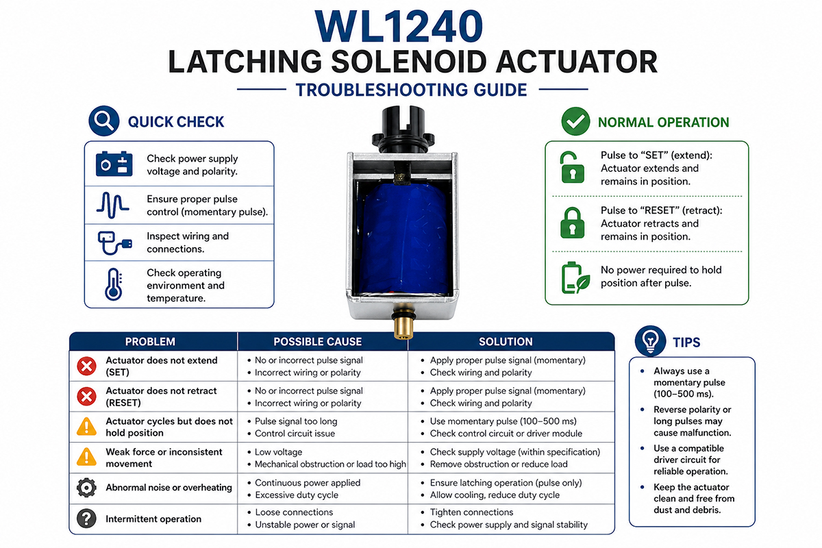 Latching Solenoid Actuator Troubleshooting guide