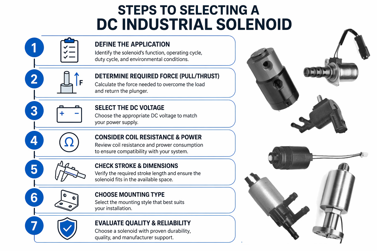 Steps to seletion DC industrial solenoid