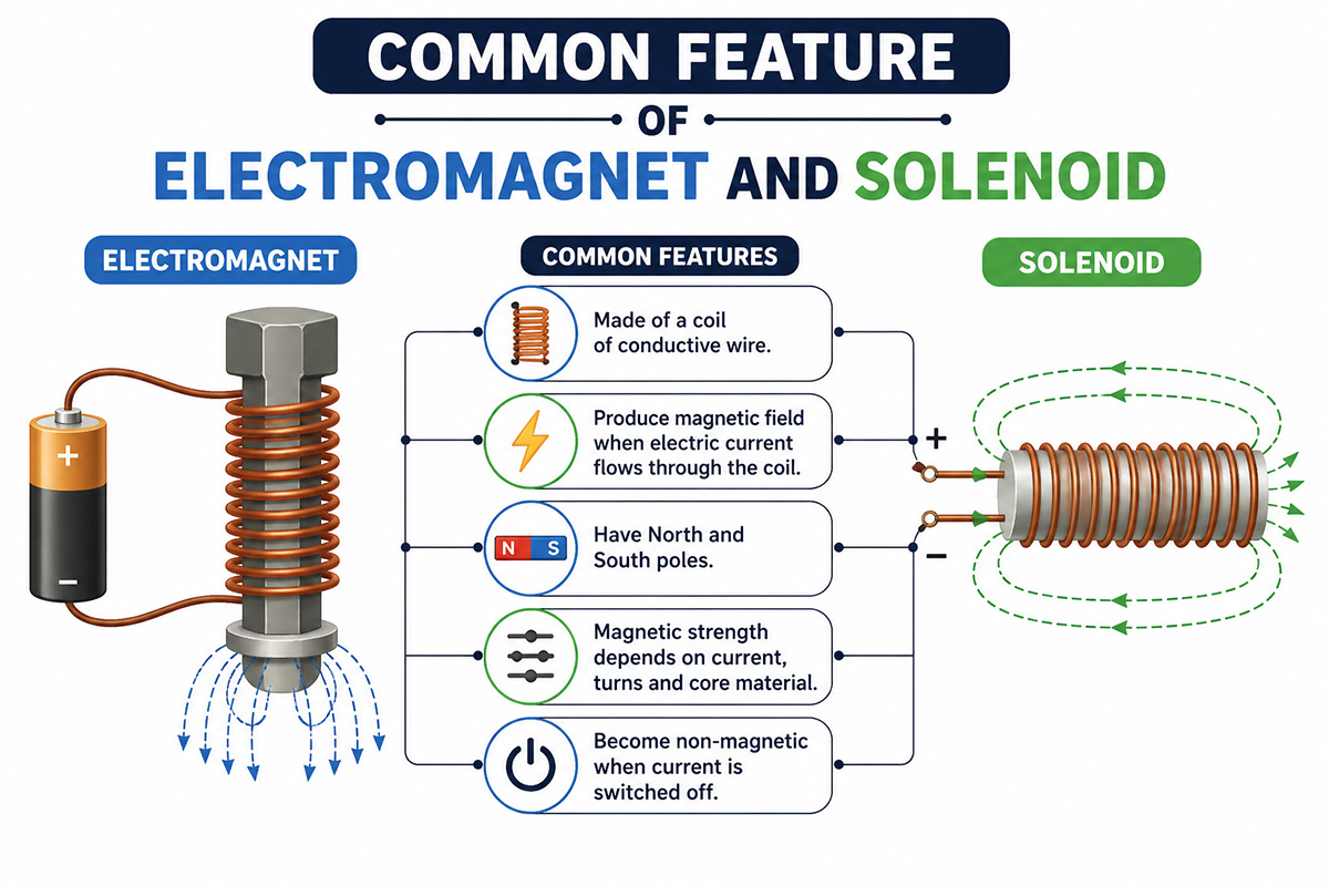 common Feature of electromagnet and solenoid