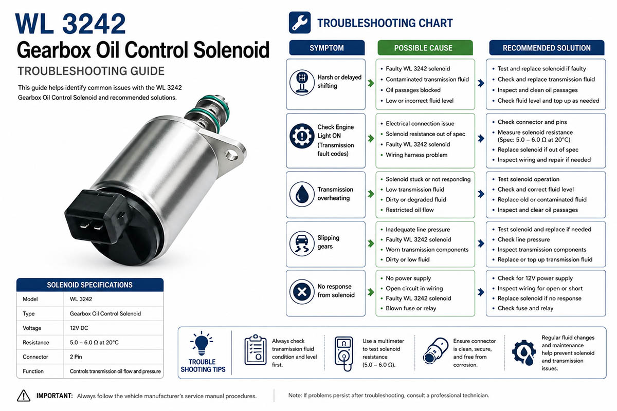 Ghid de depanare a solenoidului de control al uleiului cutiei de viteze