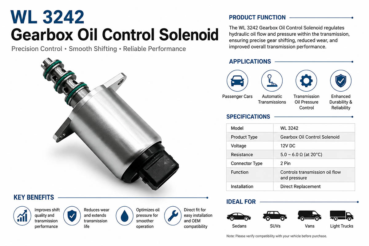 Aplicație solenoid de control al uleiului cutiei de viteze