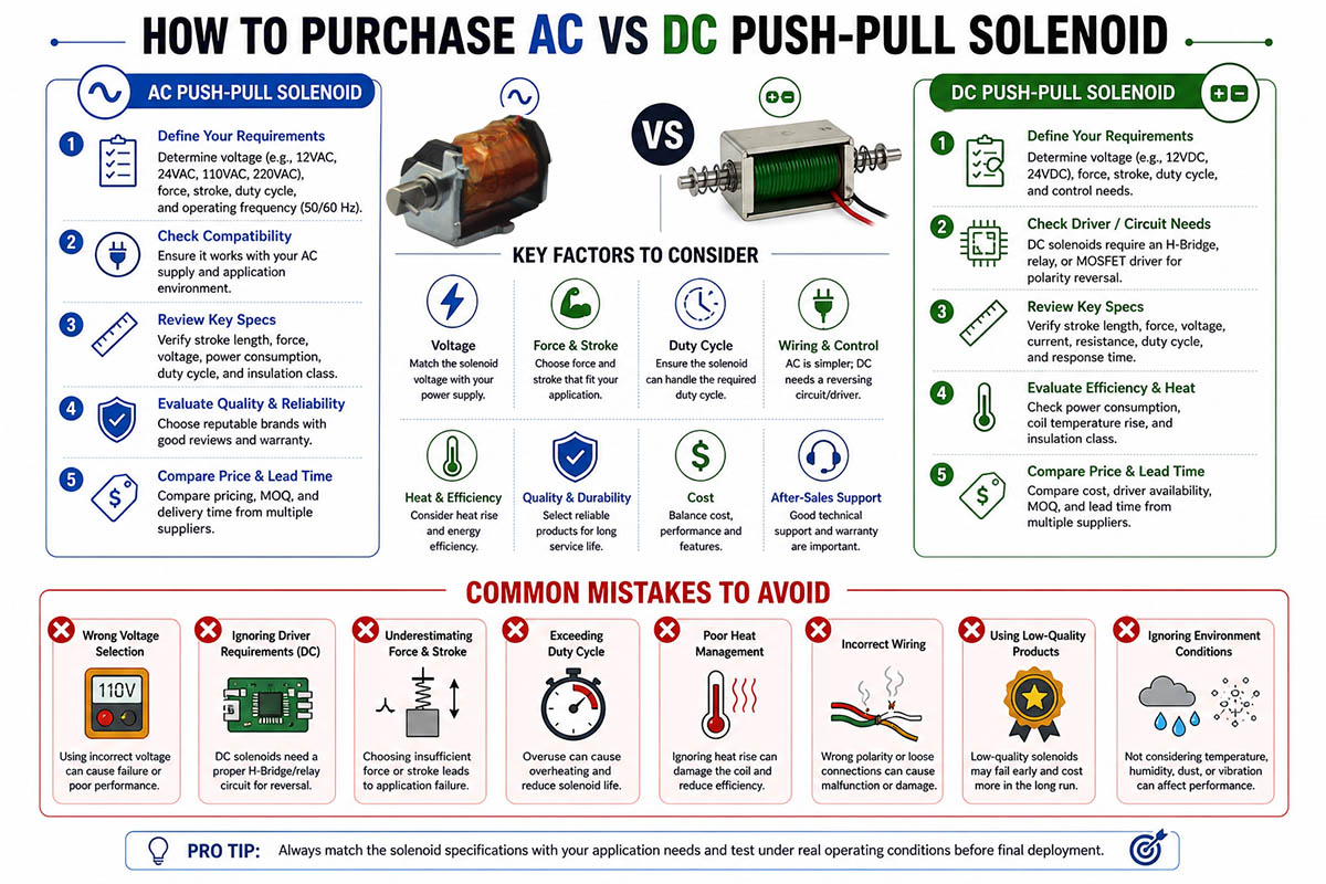 How to purchase AC or DC Push-pull Solenoid