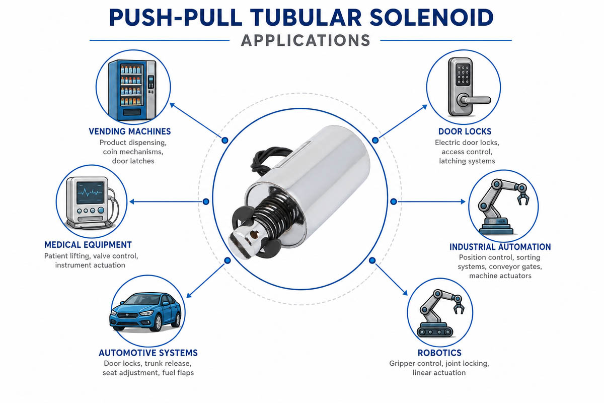 Duw-trek buisvormige solenoïde voor industriële toepassingen