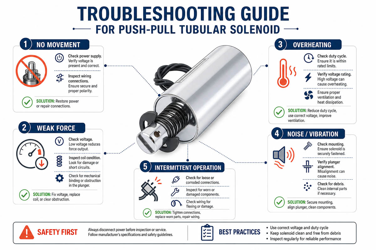 Handleiding voor het oplossen van problemen met een push-pull buisvormige solenoïde