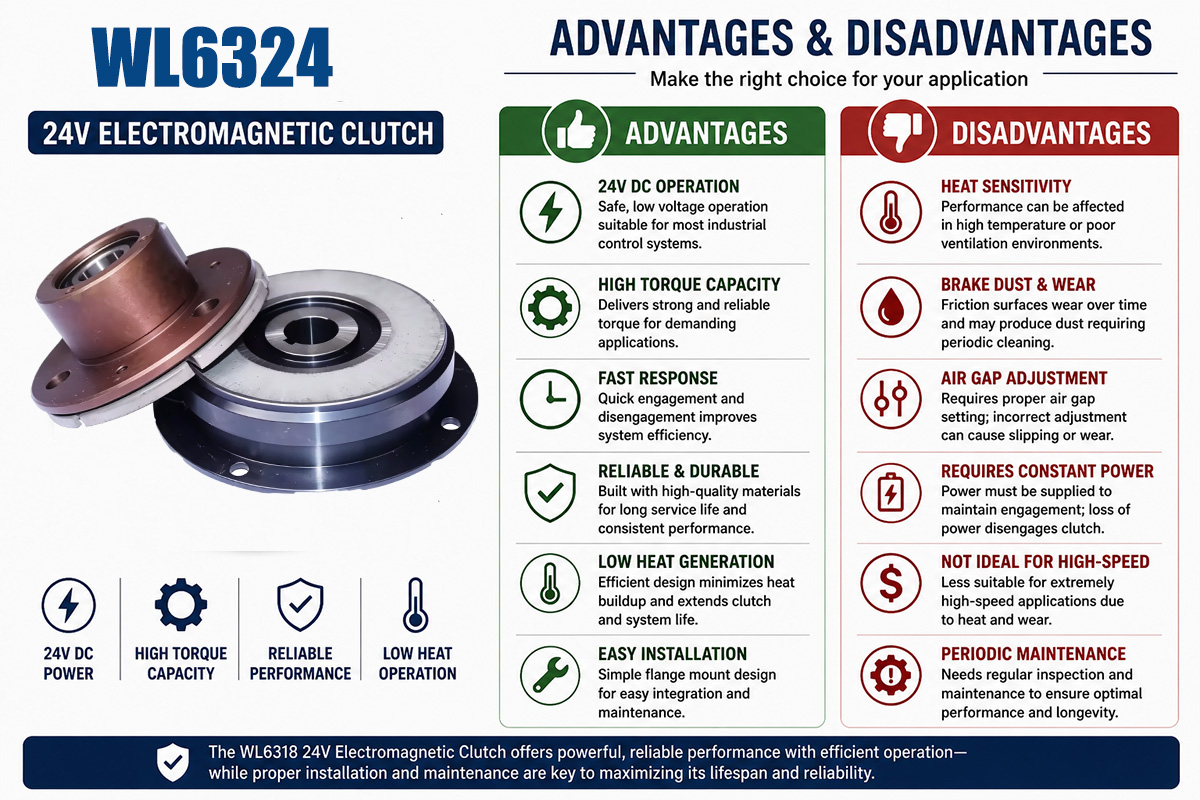 WL6324 Eletromagnetic Clutch and Brake advantage and disadvantage