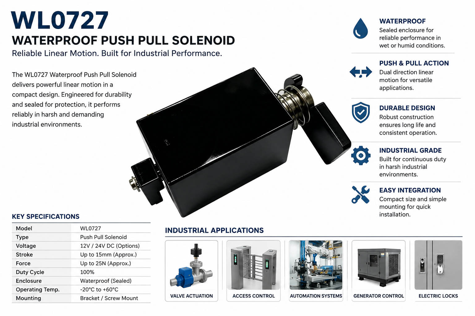 Waterproof Push Pull Solenoid industrial Application