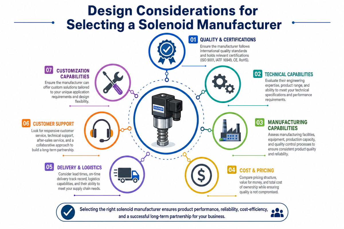 Design Considerations for selecting a solenoid manufacturer