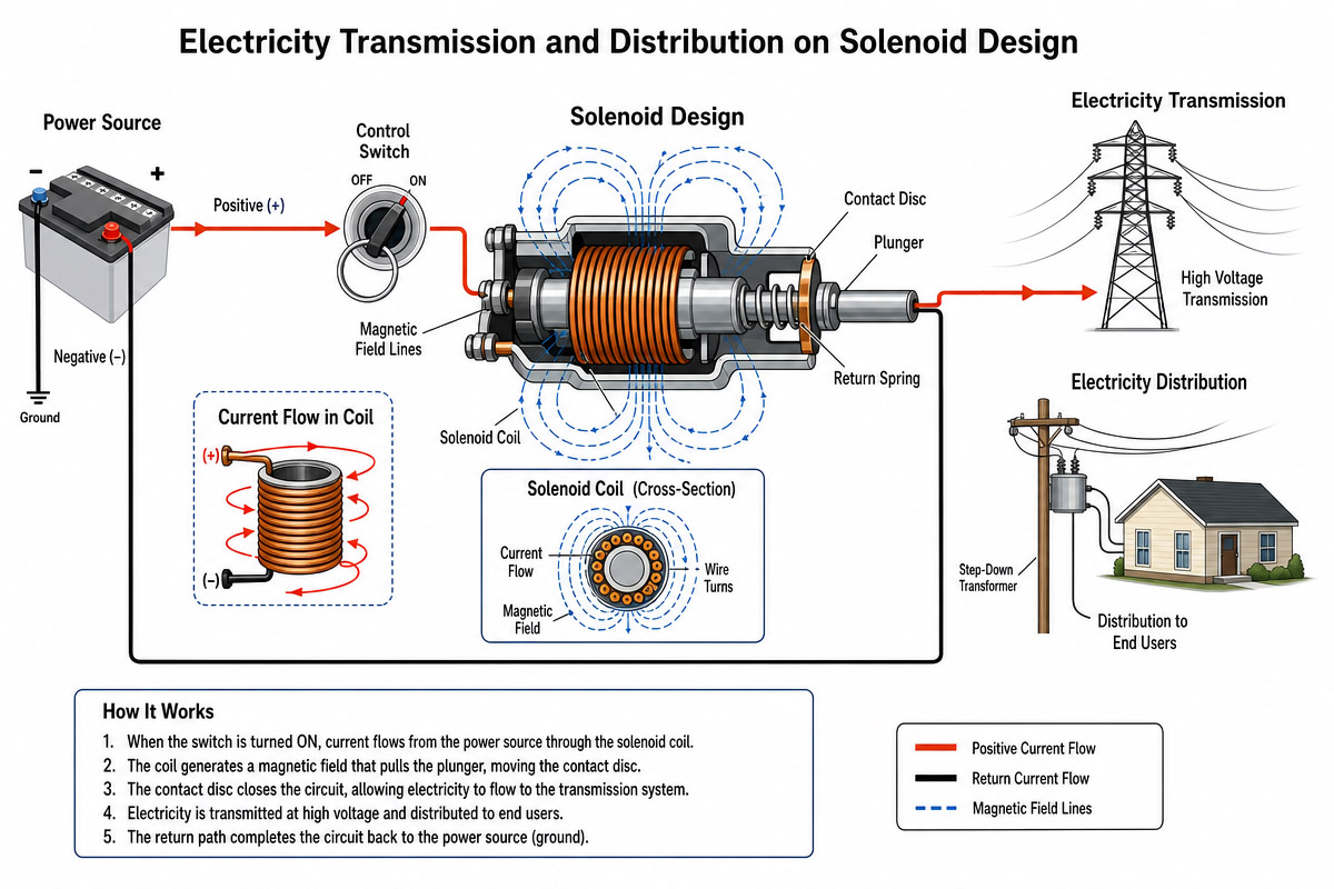 Transmission et distribution de l'électricité sur la conception des solénoïdes
