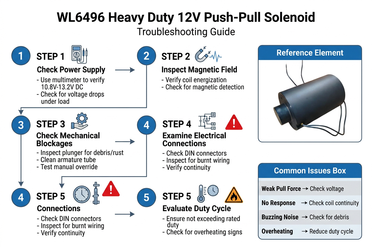 Heavy duty Push Pull solenoid Troubleshooting guide