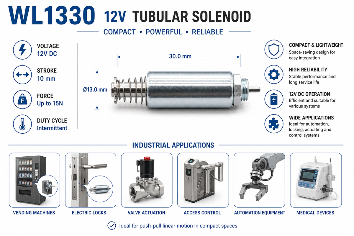 WL1330 12V Tubular Solenoid Industrial application
