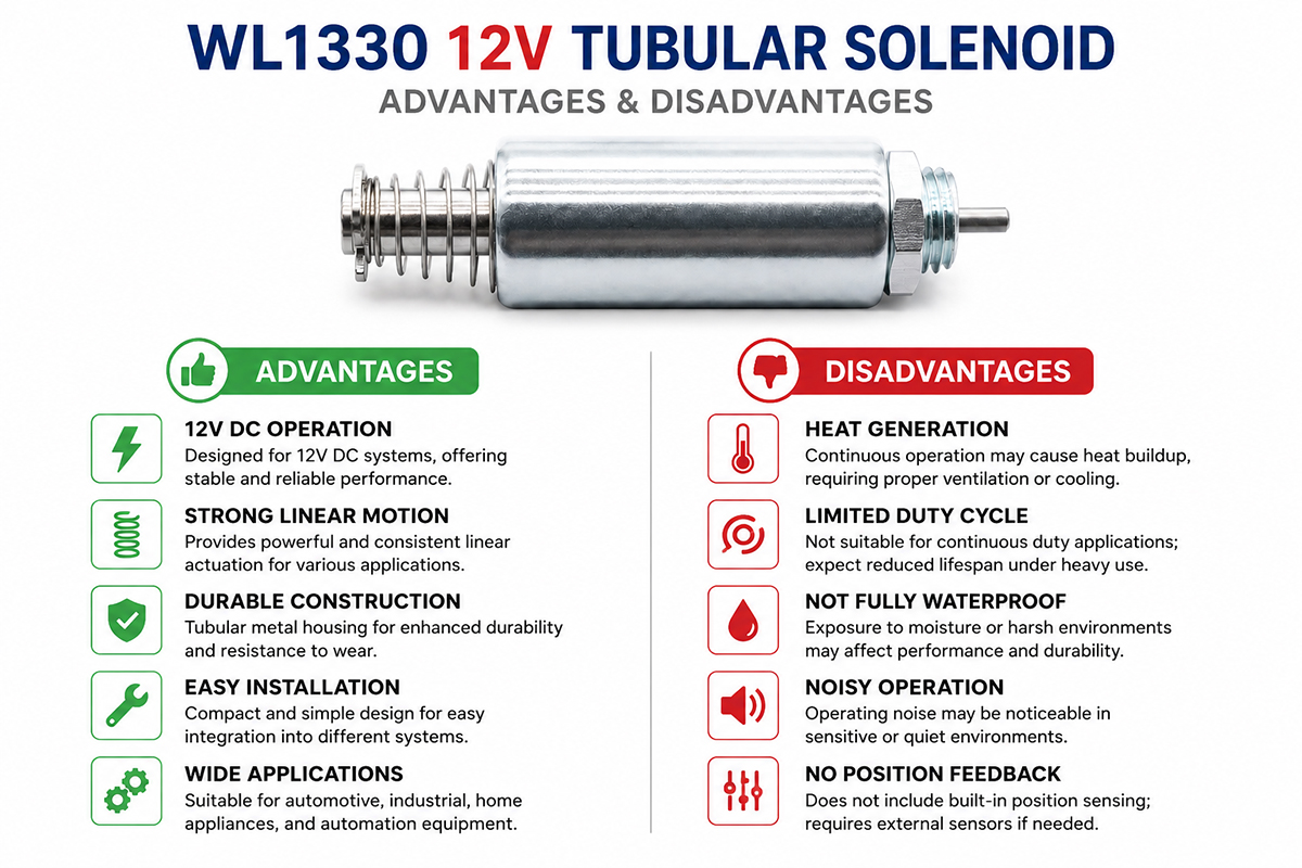 WL1330 12V Tubular Solenoid advantage and Disadvantage