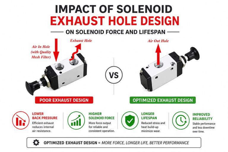 Epekto ng Disenyo ng Butas ng Solenoid Exhaust sa Puwersa at Haba ng Buhay ng Solenoid