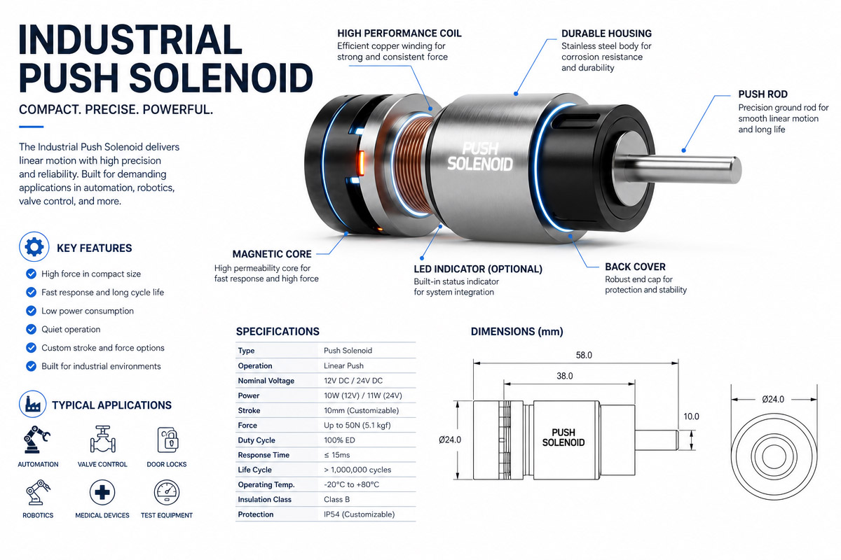 Industrial Push Solenoid Design
