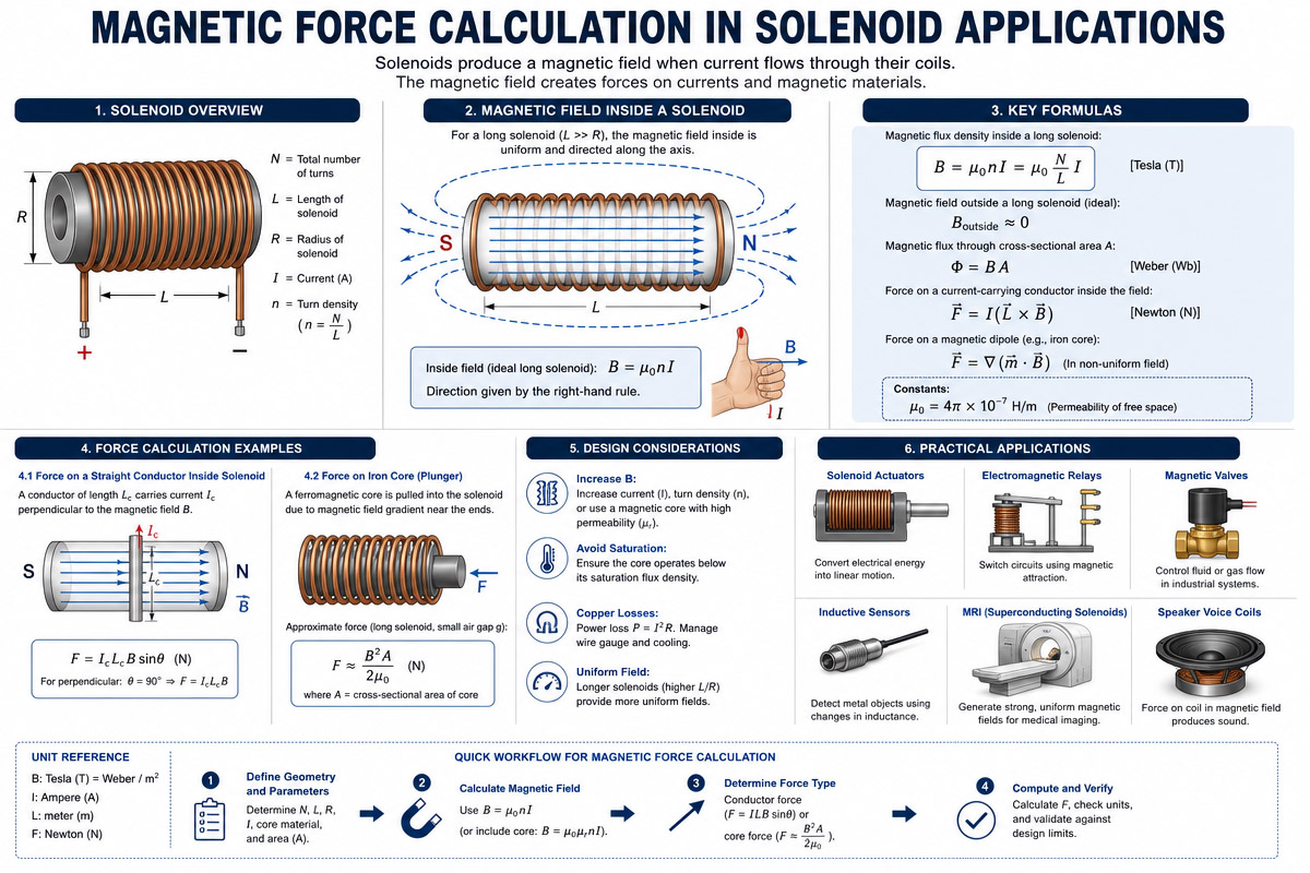 Fuerza magnética en aplicaciones de solenoides