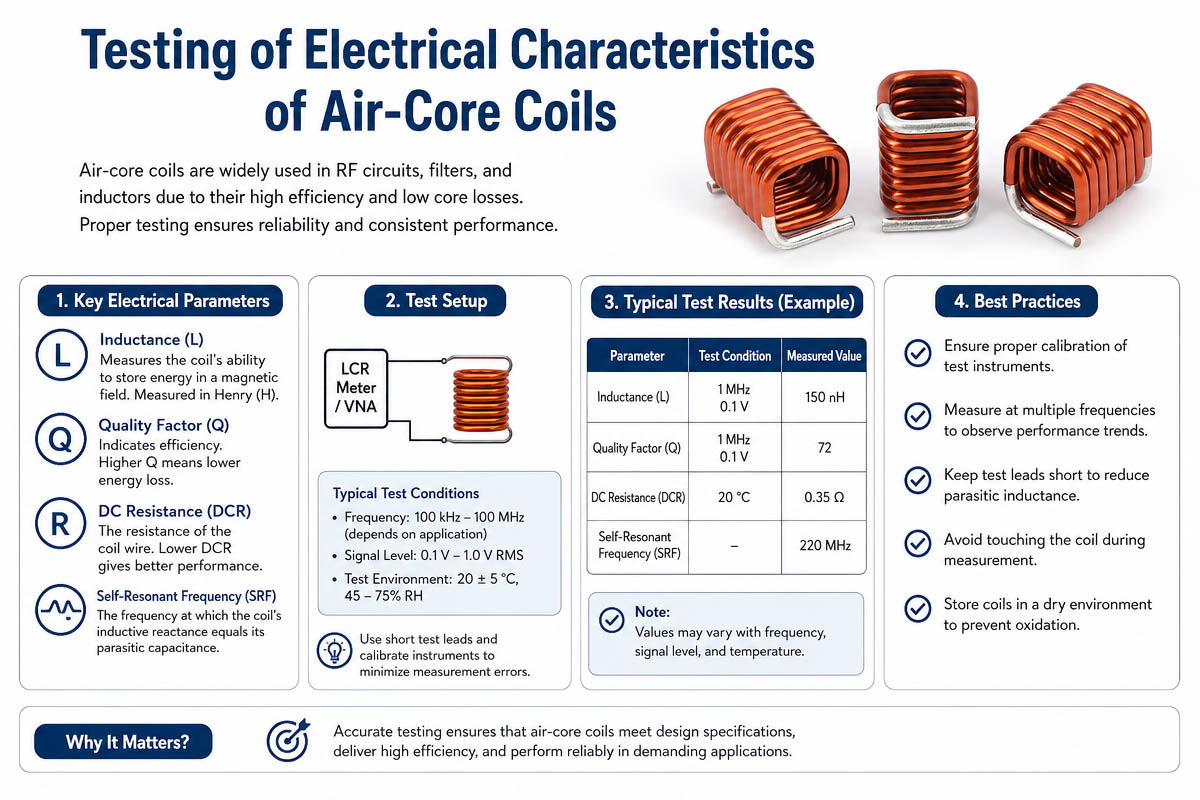 Testing of Electrical Characteristics of Air-Core Coils