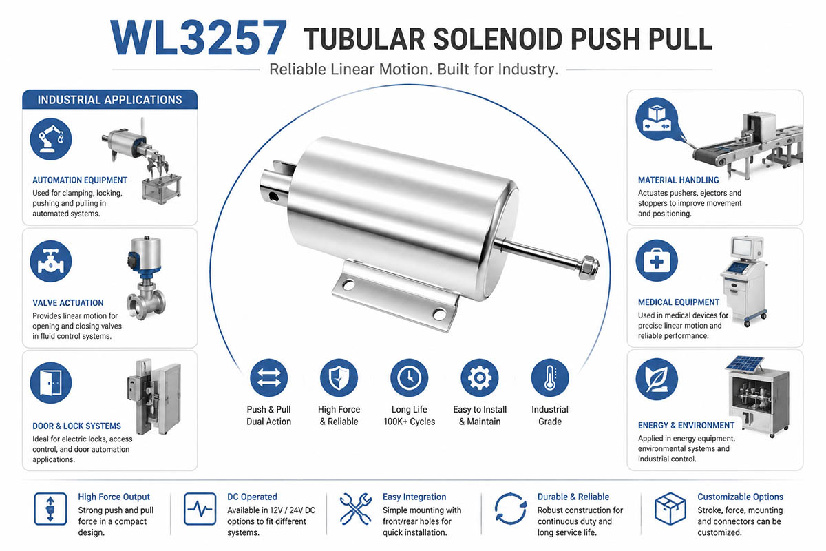Tubular Solenoid Push Pull Industrial Application