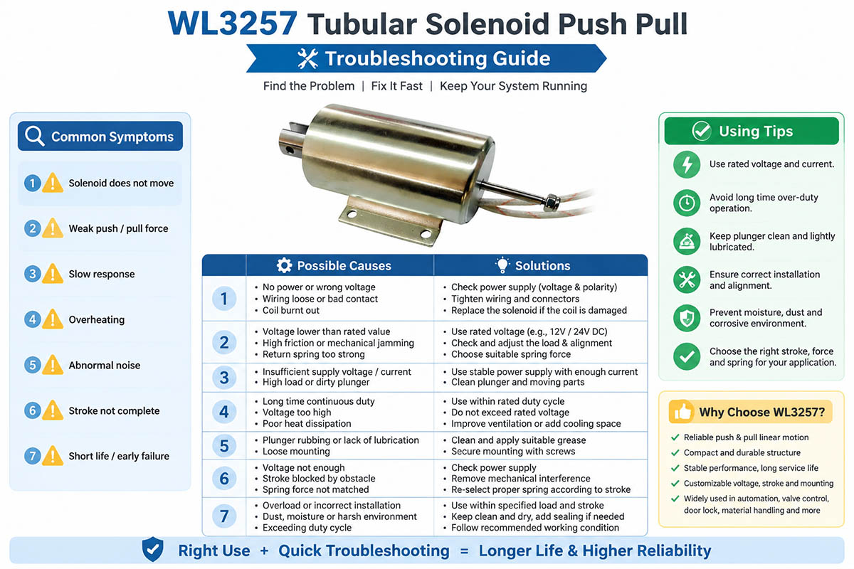 Tubular Solenoid Push Pull Trouble shooting guide
