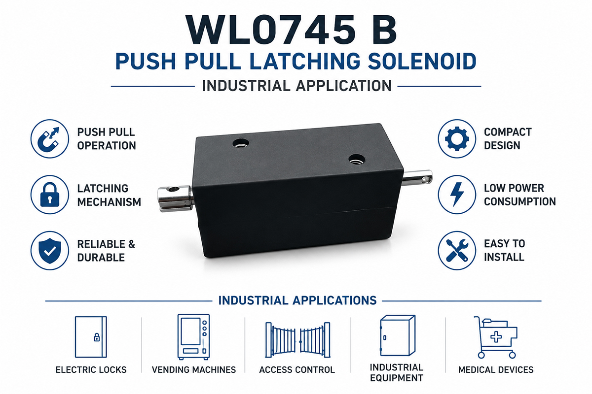 WL0735 B Push pull latching solenoid industrial application