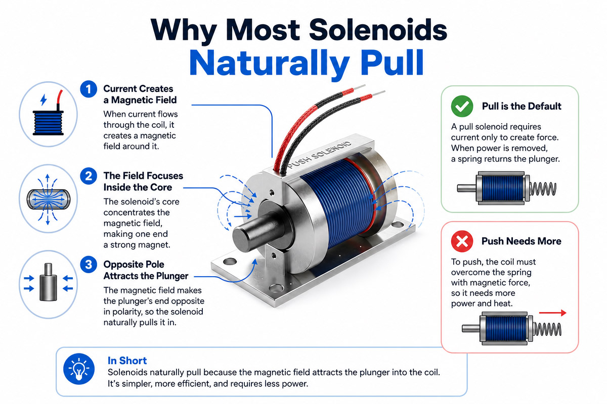 Why Most Solenoids Naturally Pull