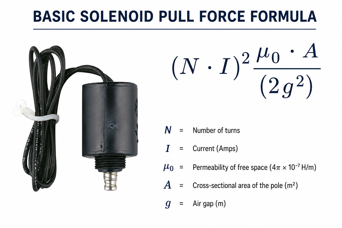 Základní vzorec pro tažnou sílu solenoidu