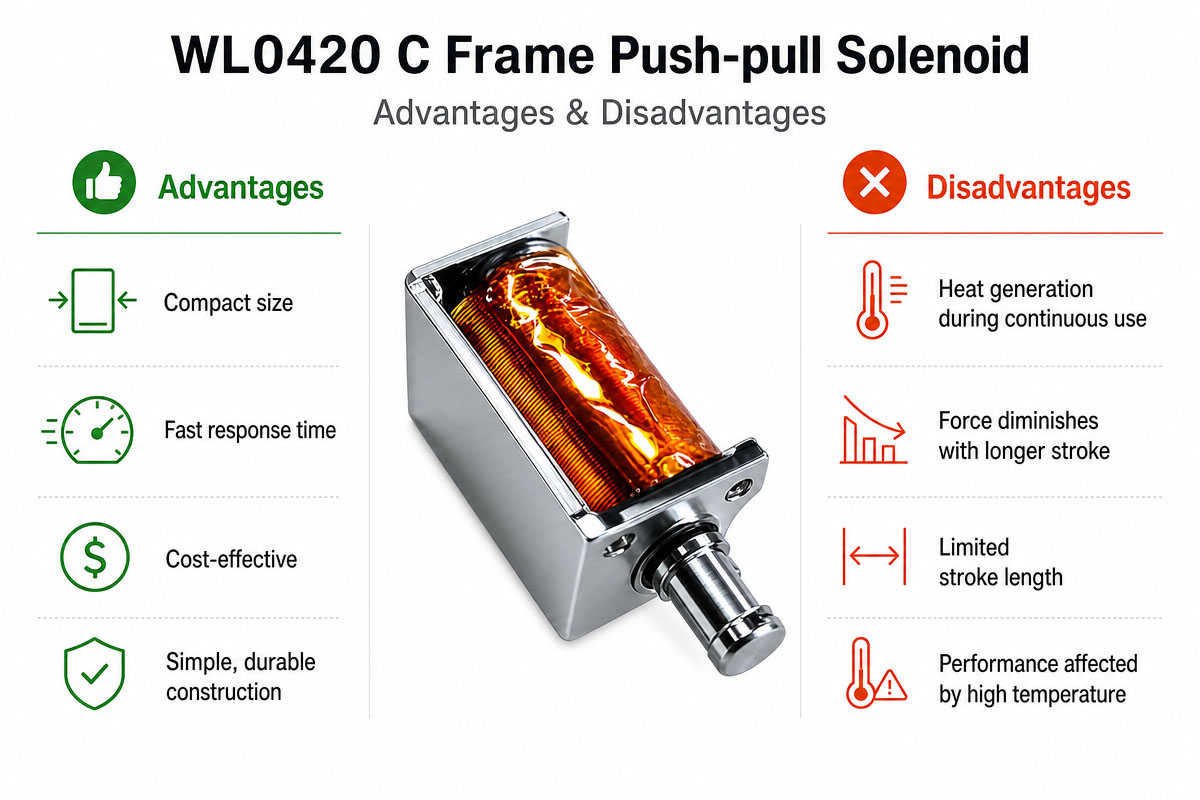 Mga Kalamangan at Kahinaan ng C Frame Push-pull Solenoid