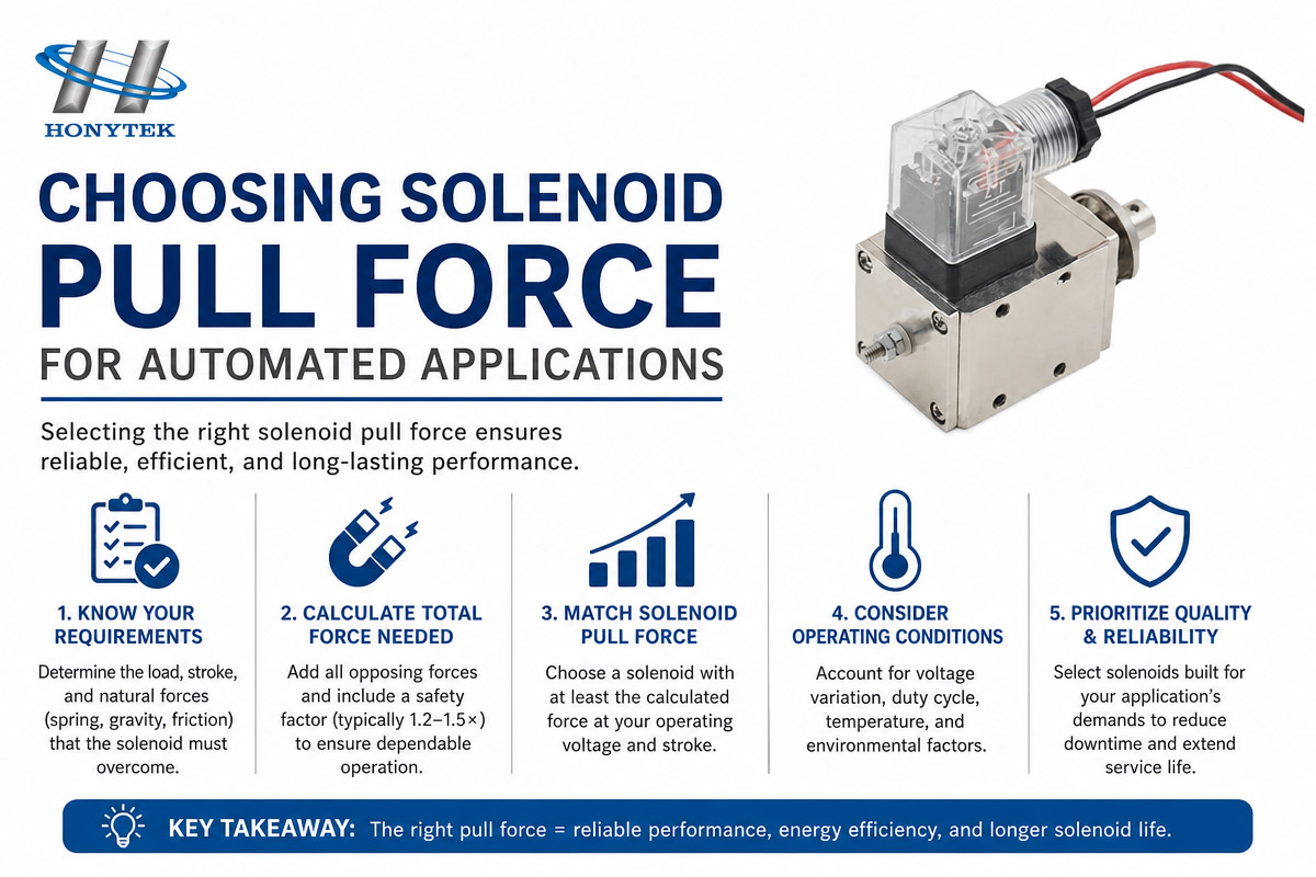 Výběr tažné síly solenoidu pro automatizované aplikace