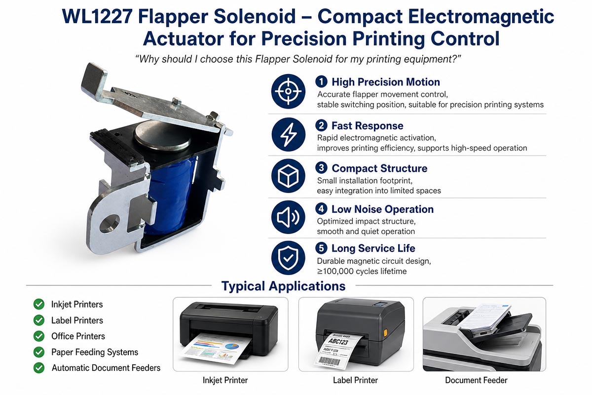 Kompakt flapper-solenoid til printenheder