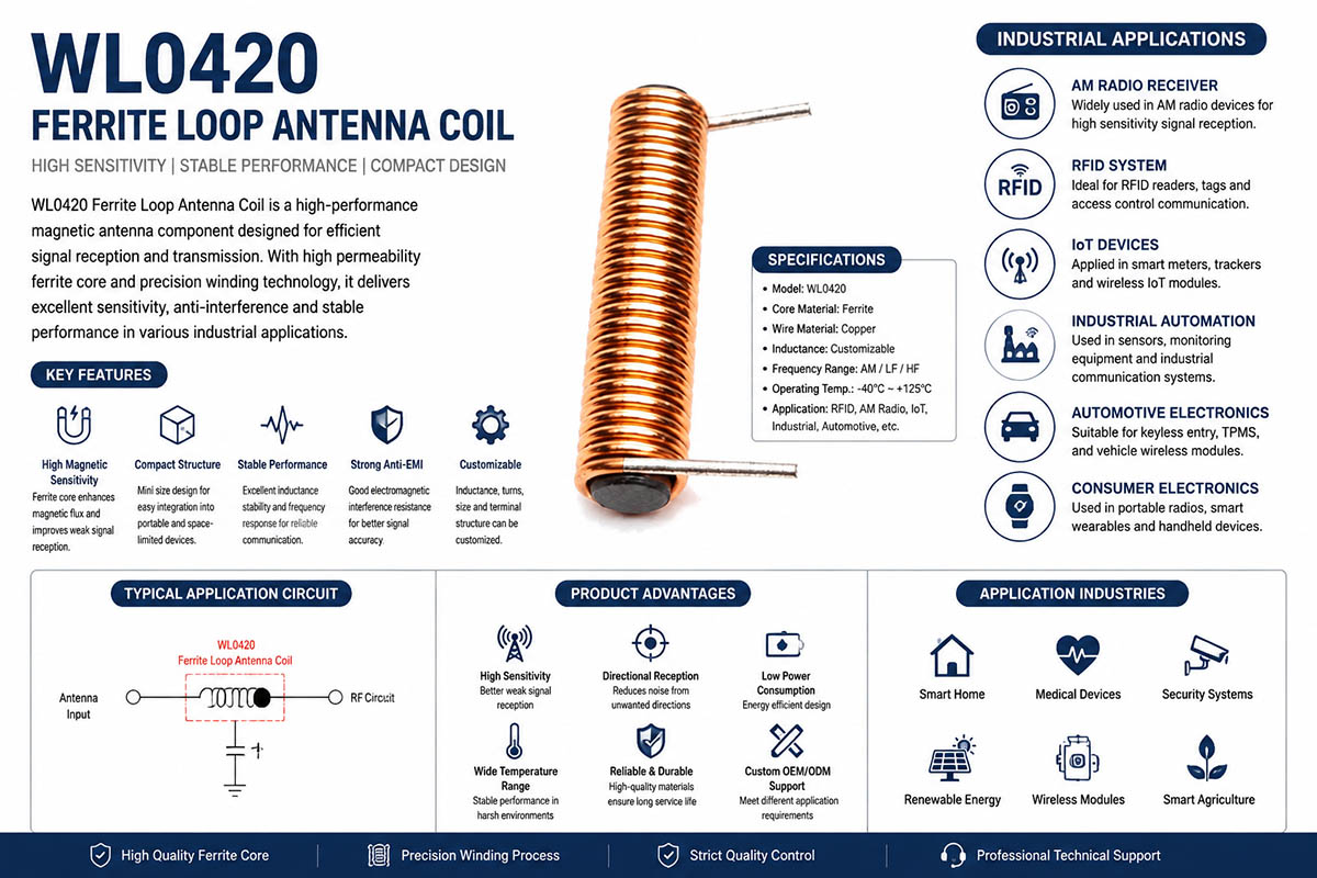 Ferrite Loop Antenna Coil for IoT Applications