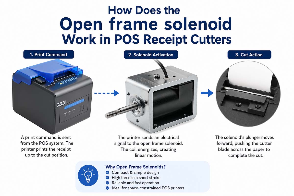 How Does the Open frame solenoid Work in POS Receipt Cutters