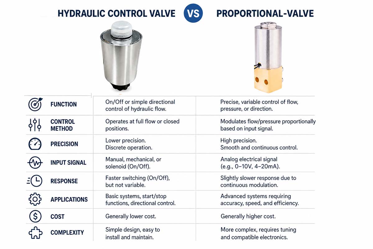 Hydraulic Control Valve VS Proportional Valve