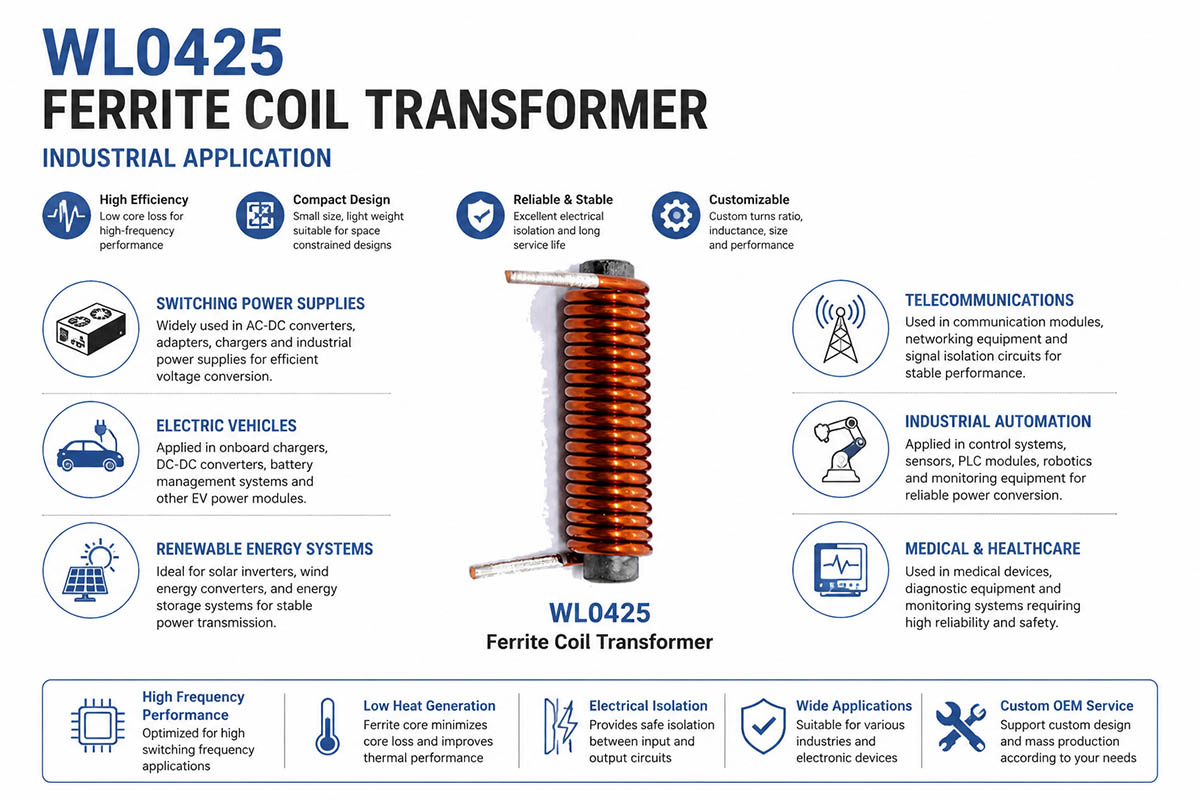 Industrial Ferrite Coil Transformer Application Overview