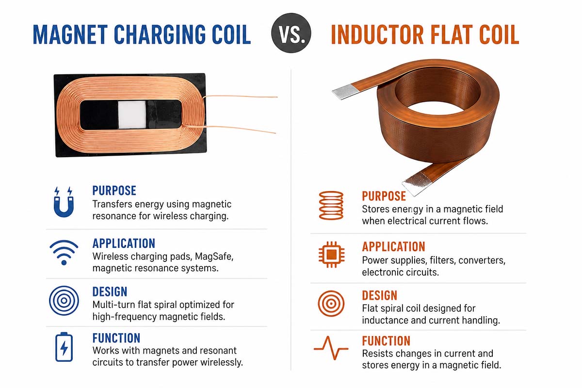 Magnet Charging Coil vs Inductor Flat Coil
