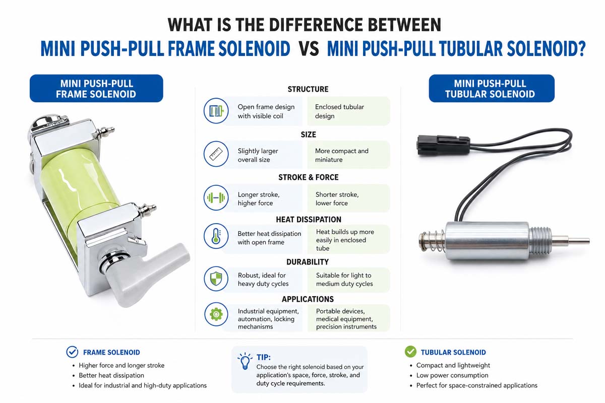 Mini Push-Pull Frame vs Tubular Solenoid Different Explians