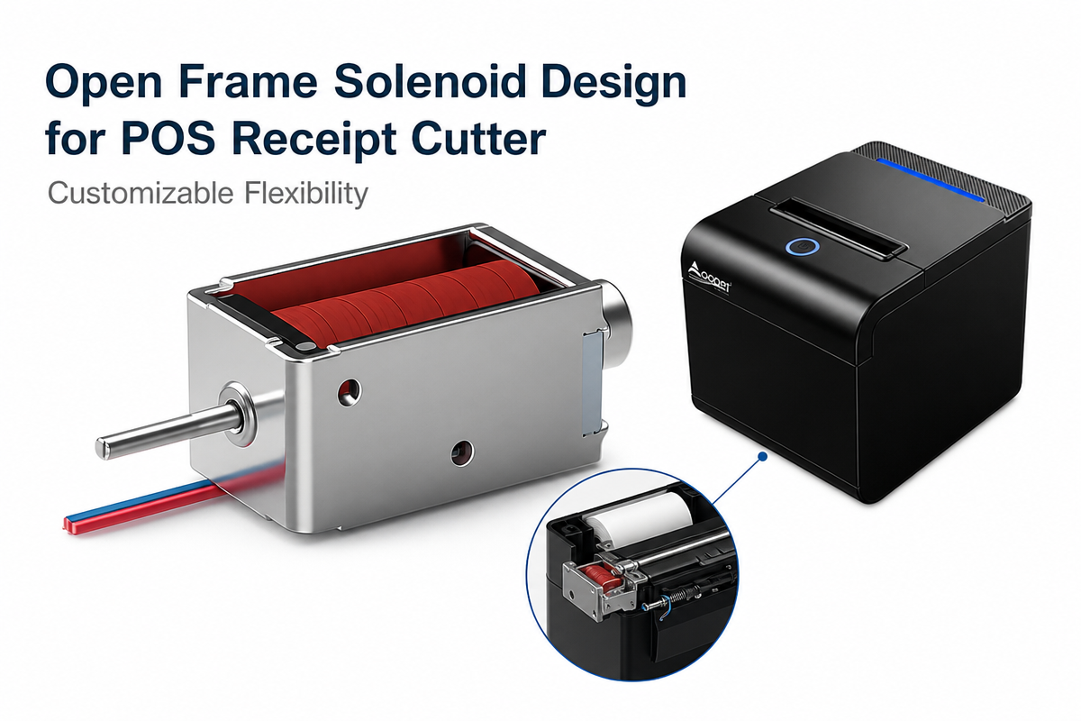 Open Frame Solenoid Design for POS Receipt Cutter