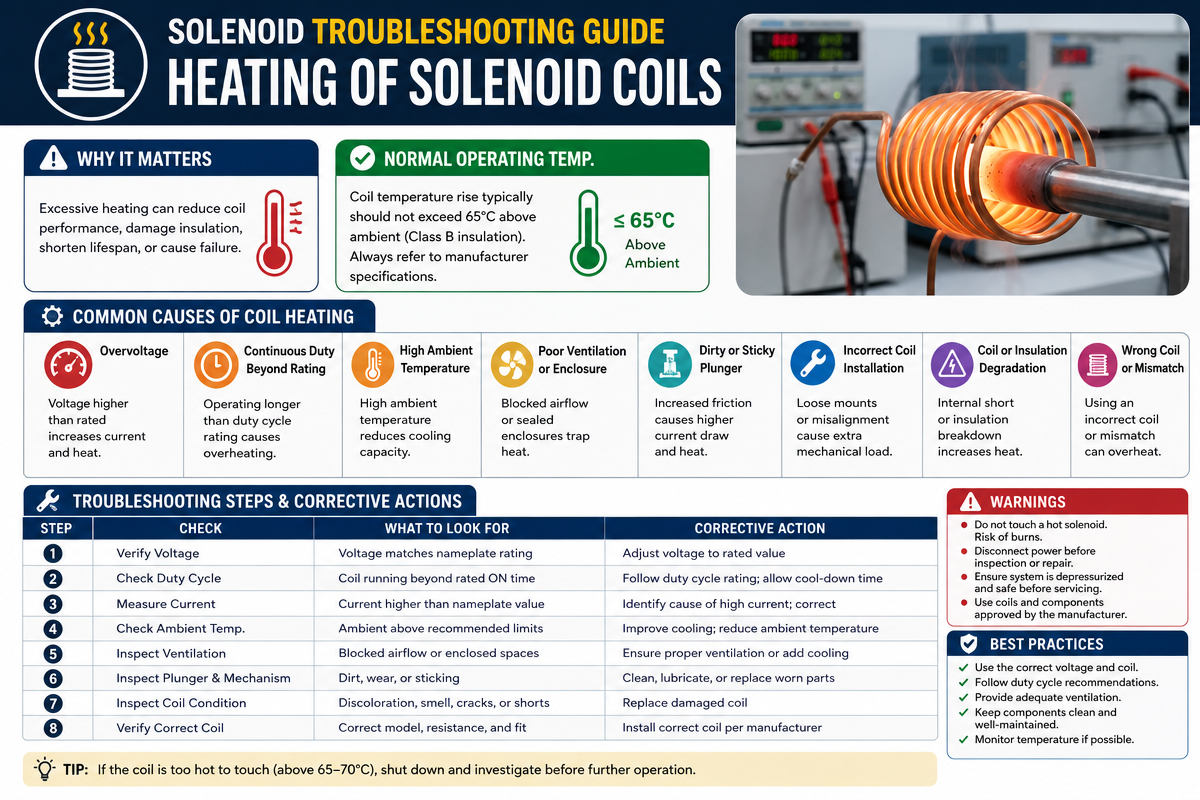 Solenoid Troubleshooting Guide on Heating of Solenoid Coils