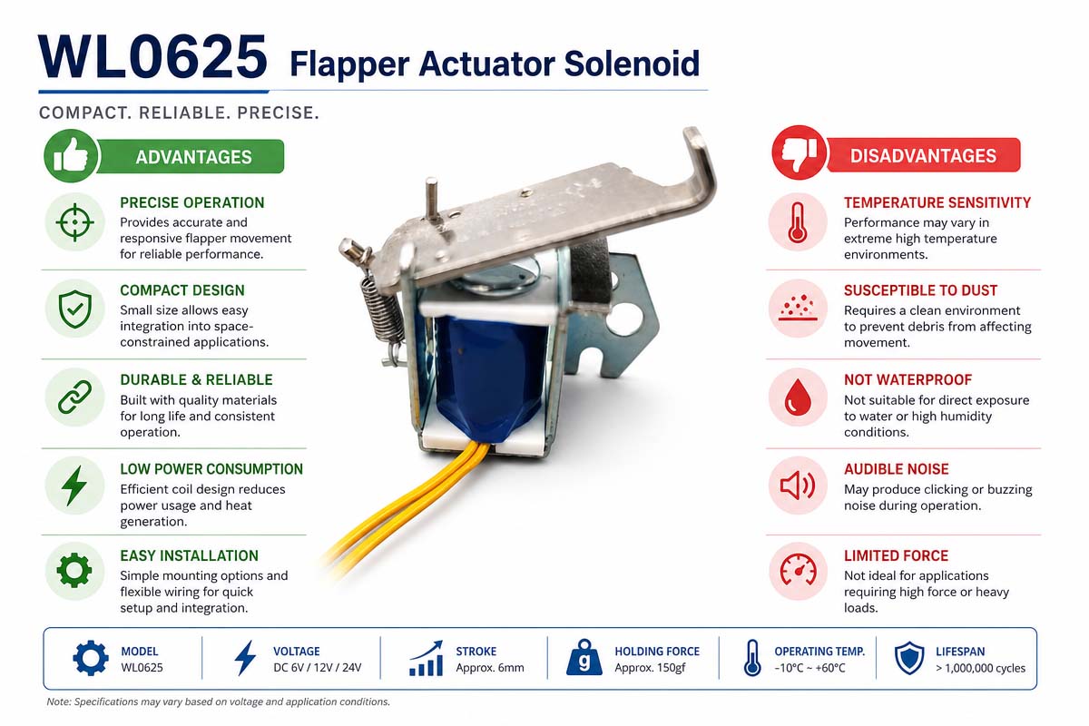 Tombony sy fatiantoka ho an'ny Solenoida WL0625 Flapper Actuator