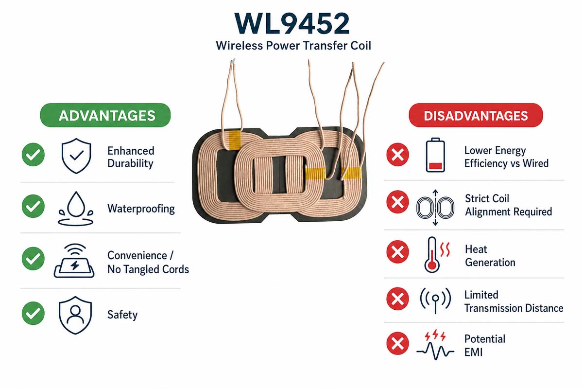 WL9452 Wireless Power Transfer Coil Advantages and Disadvantages