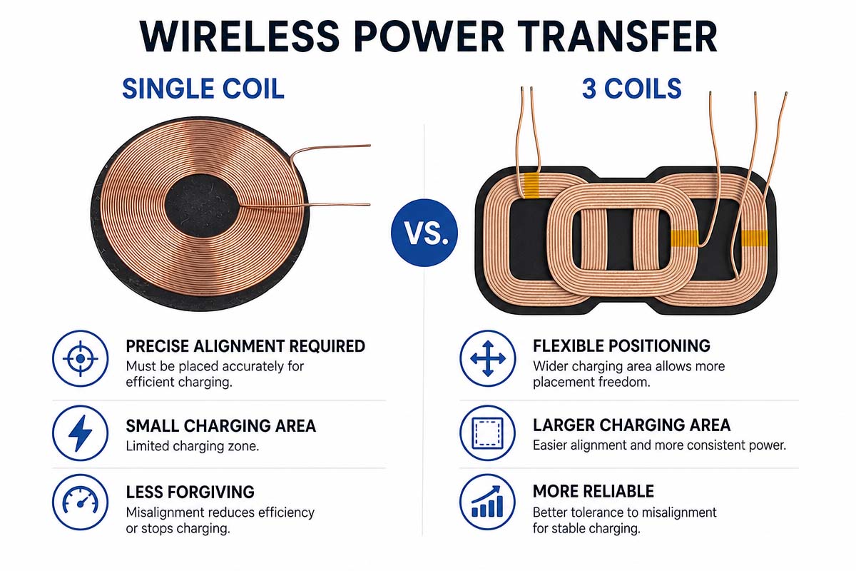 Wireless Power Transfer Single Coil vs. 3 Coils