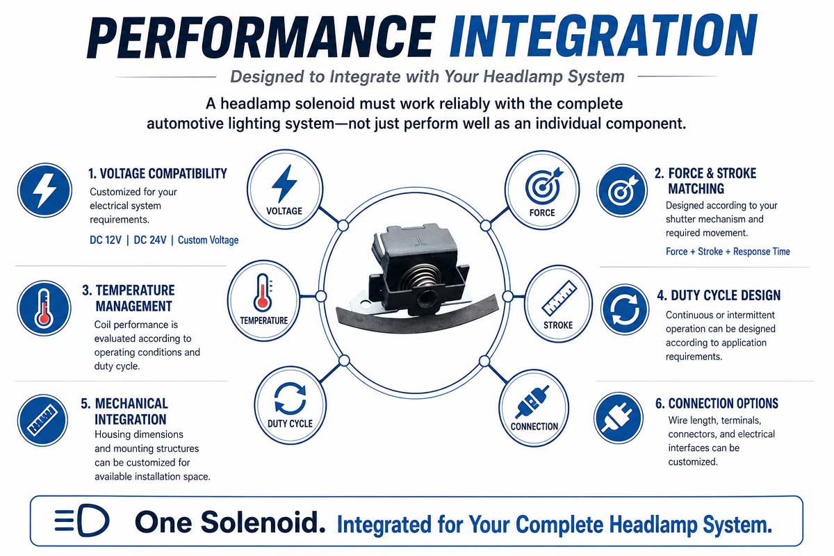 Automotive Headlamp Solenoid for Compact Light Systems