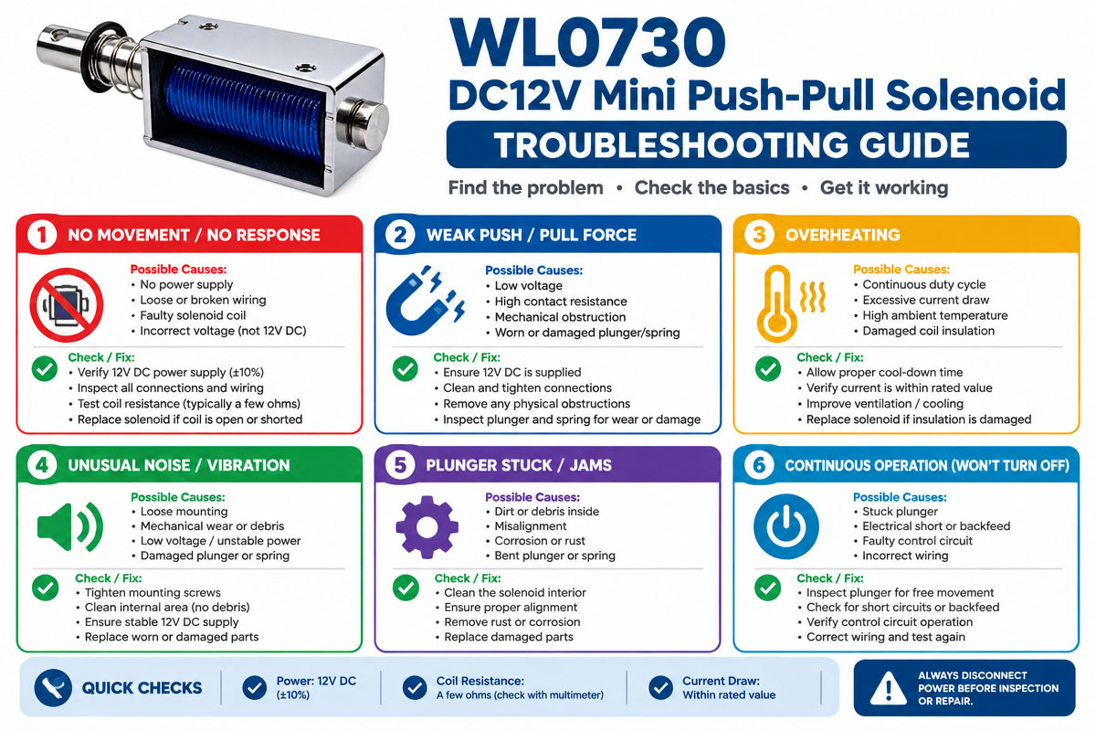 12V Mini Push Pull Solenoid Troubleshooting Guide