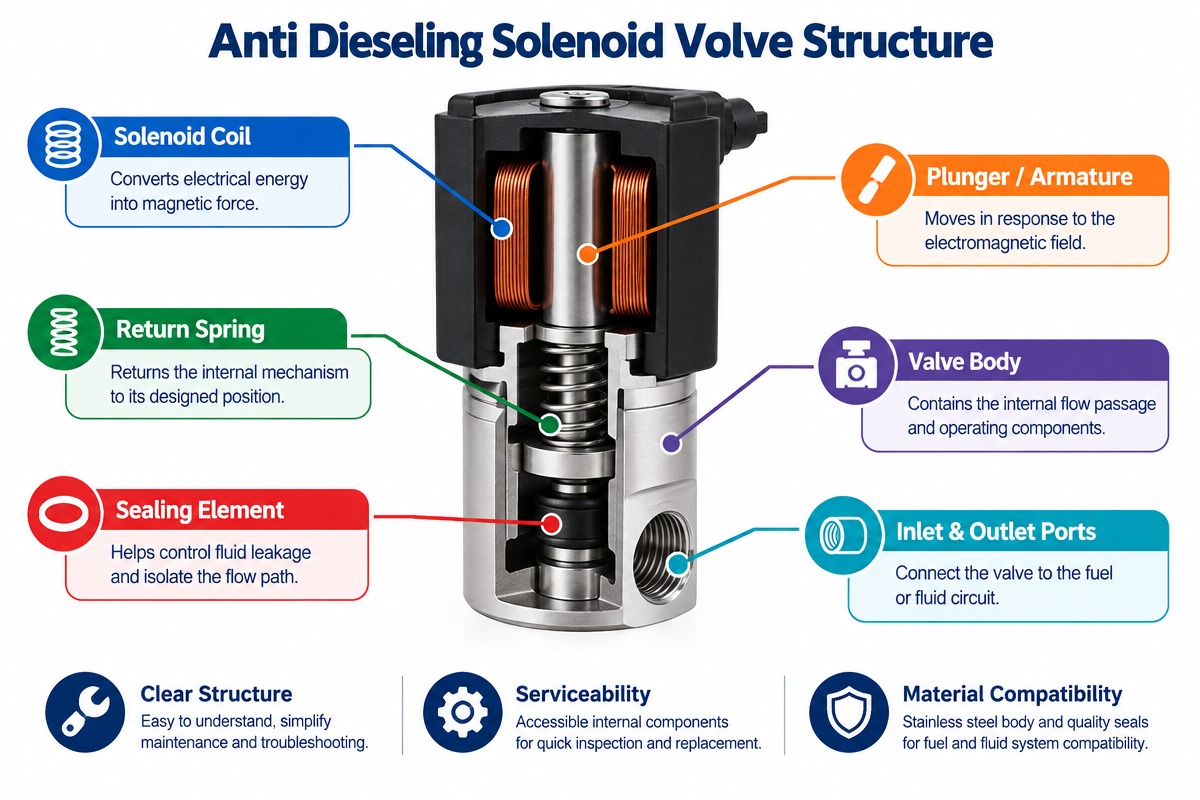 Anti Dieseling Solenoid Valve for Construction Equipment