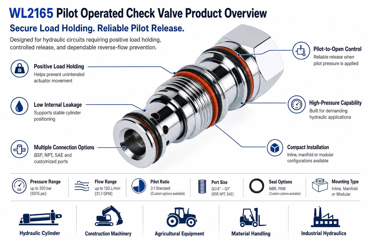 Custom Pilot Operated Check Valve Product Overview