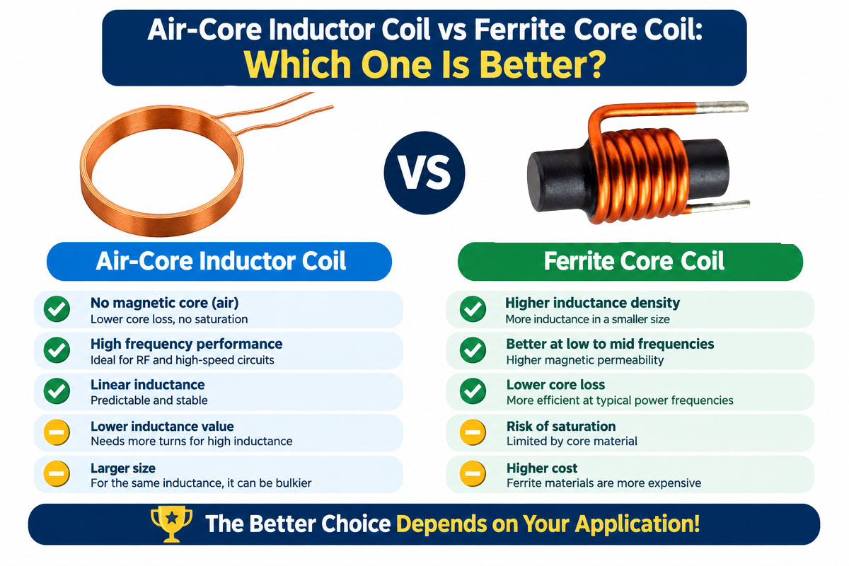 Air-Core Coil vs Ferrite Core Inductor which one is better