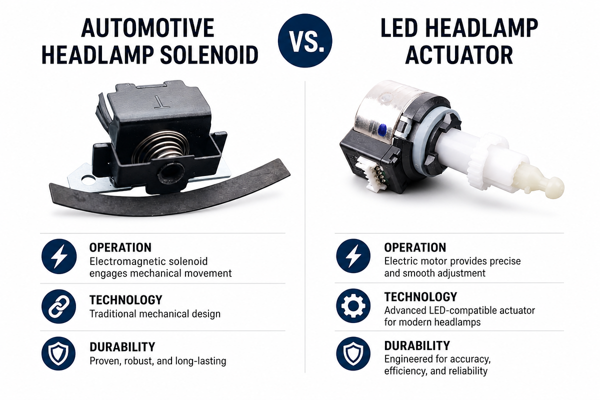 Automotive Headlamp Solenoid vs. LED Headlamp Actuator