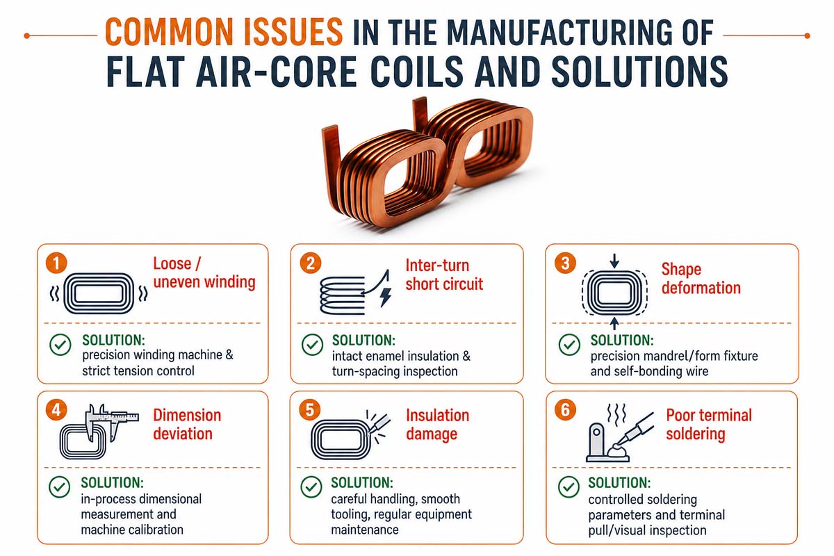 Common Issues in the Manufacturing of Flat Air-Core Coils and Solutions